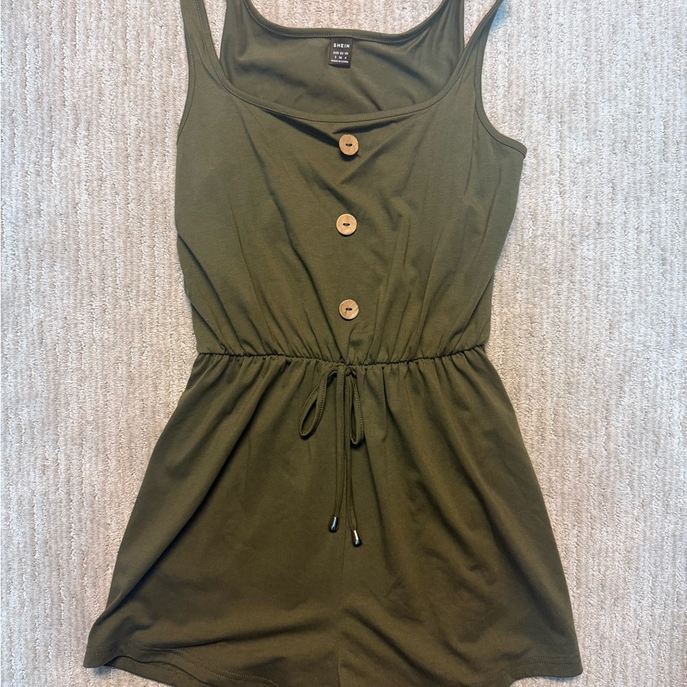 SHEIN Olive Green Buttoned Jumpsuit